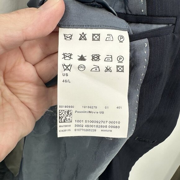 HUGO BOSS jacket blazer sport coat pasolini/movie 100% wool navy blue 46L - Picture 7 of 8